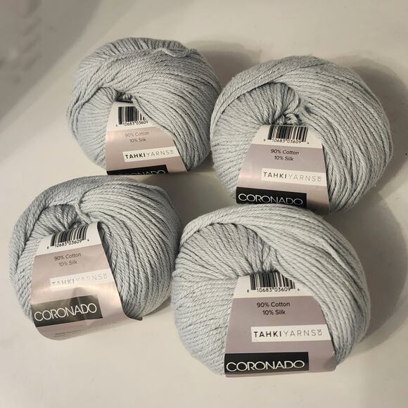4 Tahki Yarns Coronado Grey 16 DK 90%Cotton/10% Silk 121 Yards Made in Italy - Picture 1 of 6